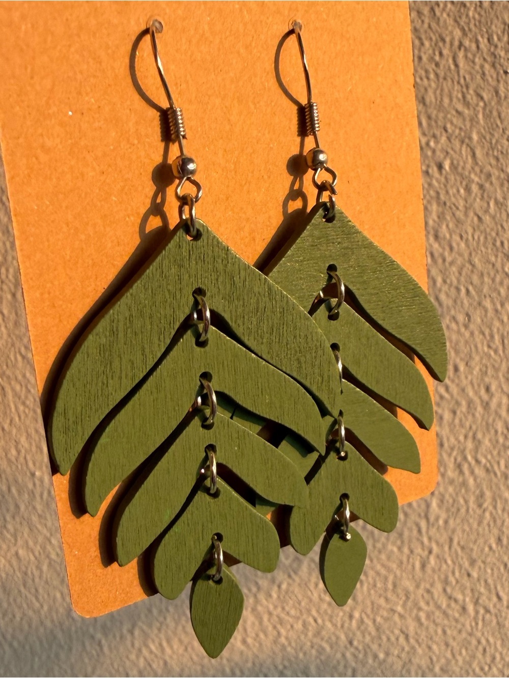 Green Leaf Cascade Drop Earrings